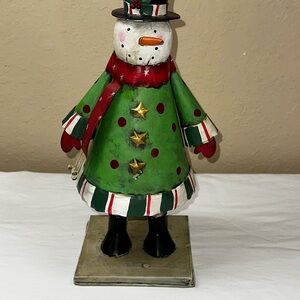 VINTAGE METAL SNOWMAN 13” TALL